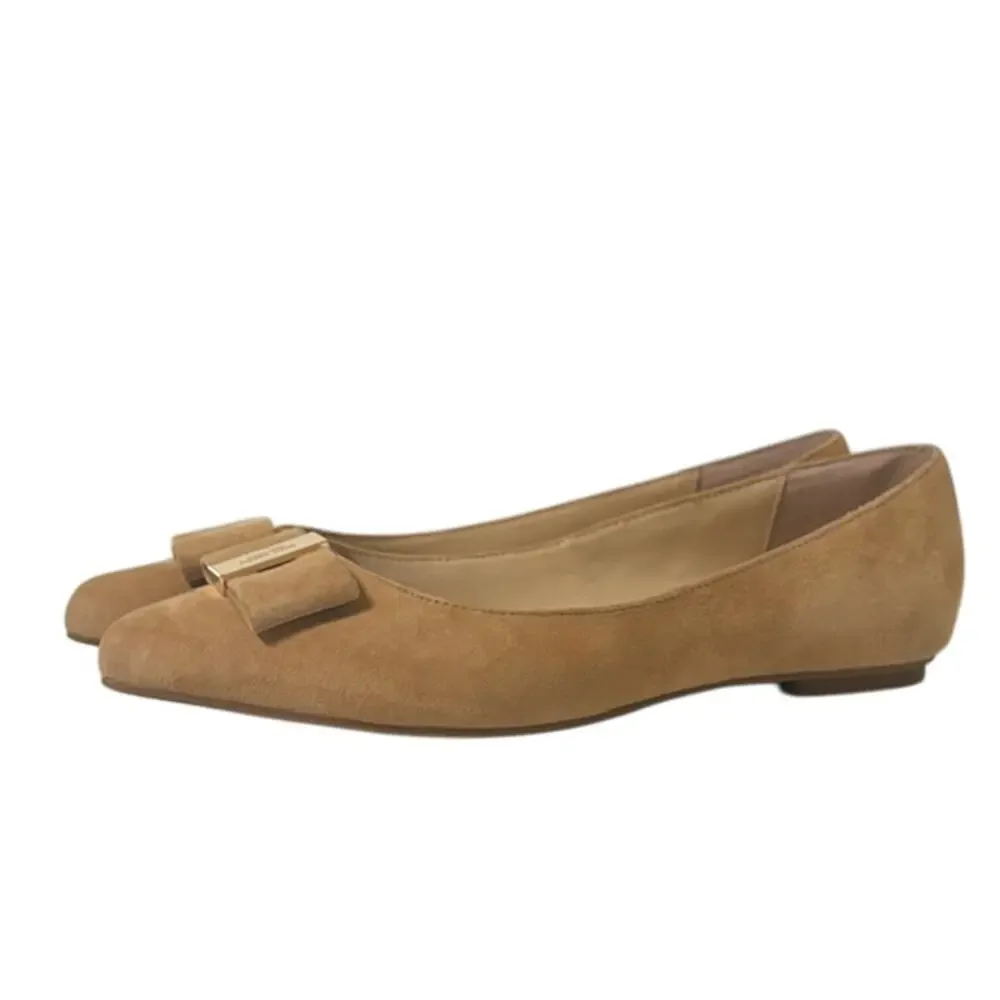KATE SPADE Nora Suede Pointed Toe Bow Tan Flat  | 7